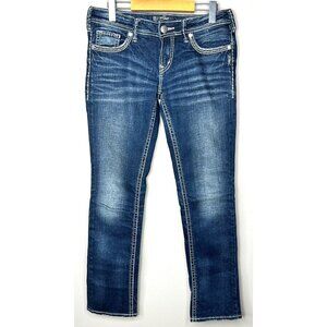 Silver Womens Jeans Berkley Flap Straight Leg Denim Boyfriend Size 28 x 32